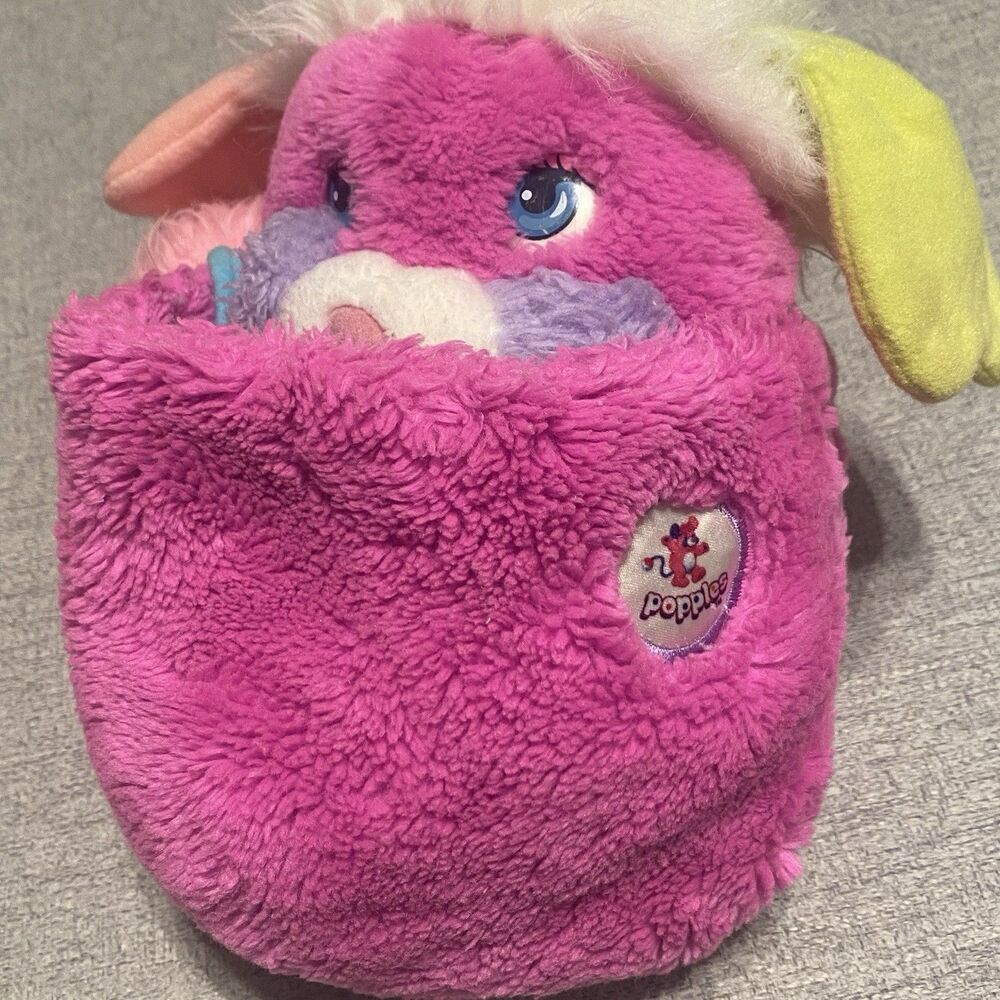 Vintage 1985 Popples Party Popple Plush Pink Purple Blue American Greetings